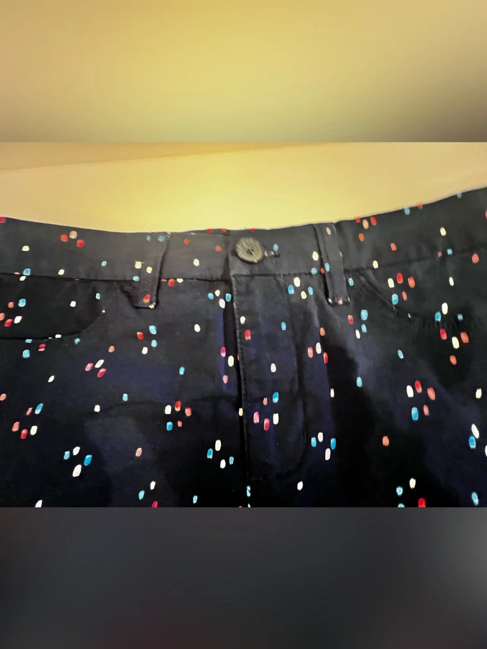 CROFT & BARROW CLASSIC STRETCH SKORT SIZE 10 MID-RISE NAVY W/RED WHITE BLUE DOT